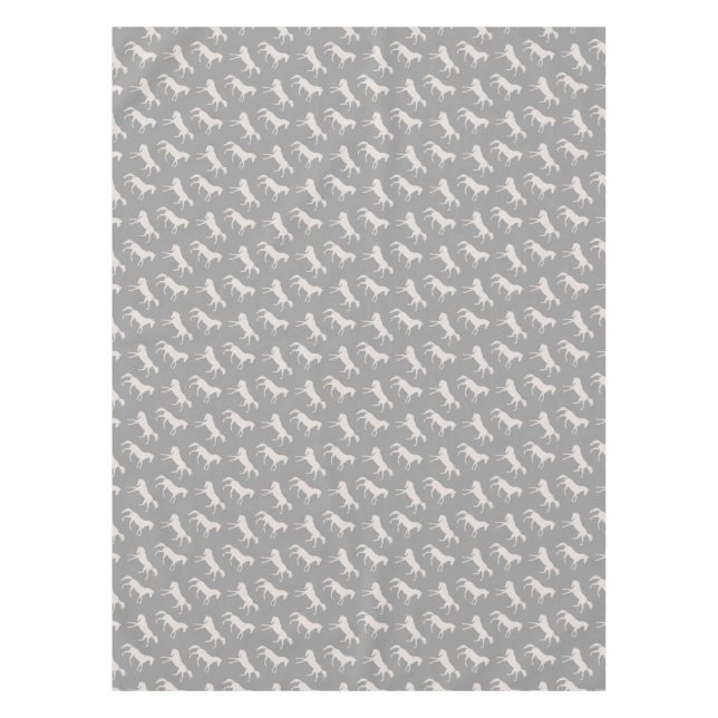 Gray Galloping Horses Pattern Tablecloth (Front)