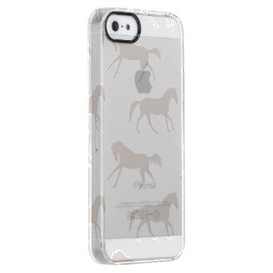 Gray Galloping Horses Pattern Clear iPhone SE/5/5s Case