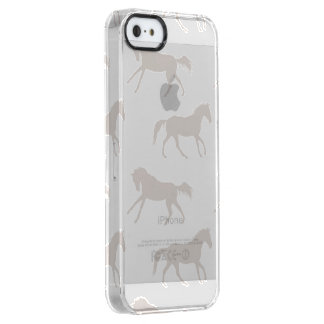 Gray Galloping Horses Pattern Clear iPhone SE/5/5s Case