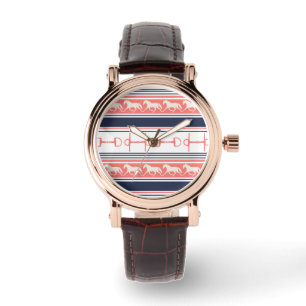 Gray Galloping Horses Pattern Watch