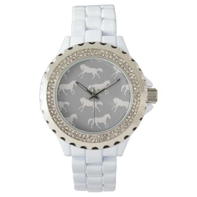 Gray Galloping Horses Pattern Watch (Front)