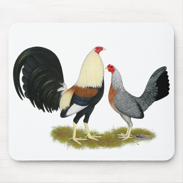 Gray Game Fowl Pair Mouse Pad (Front)