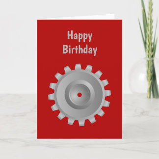 Gray Gear Birthday Card