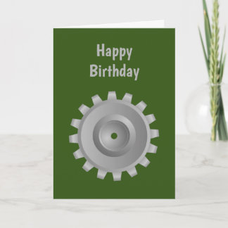 Gray Gear Birthday Card