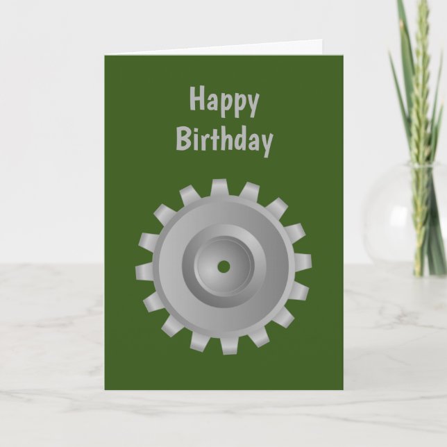 Gray Gear Birthday Card (Front)