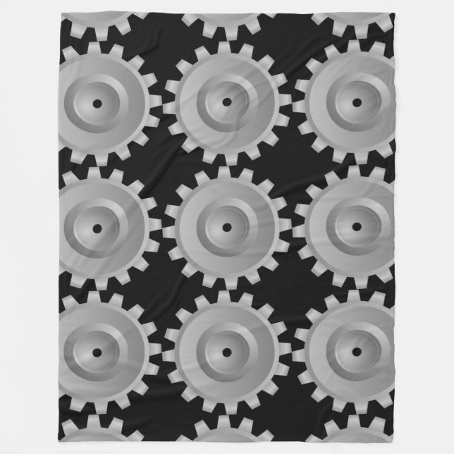Gray Gear Fleece Blanket (Front)