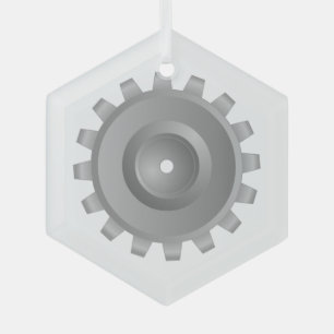 Gray Gear Glass Ornament