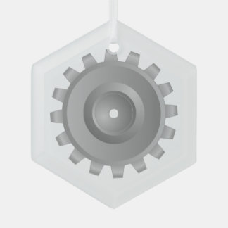 Gray Gear Glass Ornament