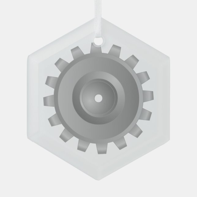 Gray Gear Glass Ornament (Front)