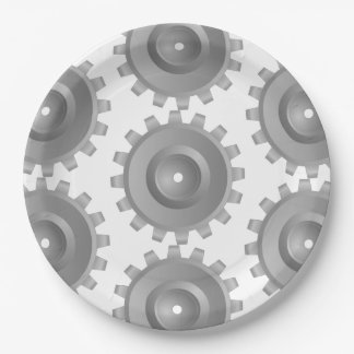 Gray Gear Paper Plates