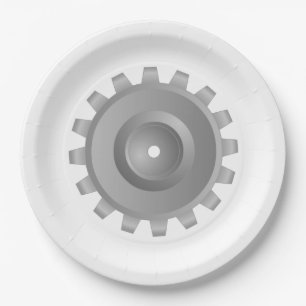 Gray Gear Paper Plates