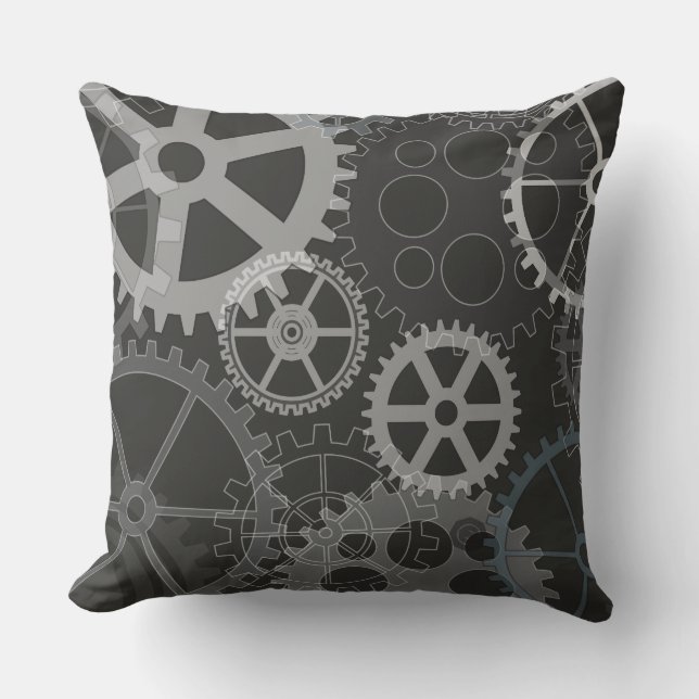 GRAY GEARS DESIGN Retro Throw Pillow (Front)