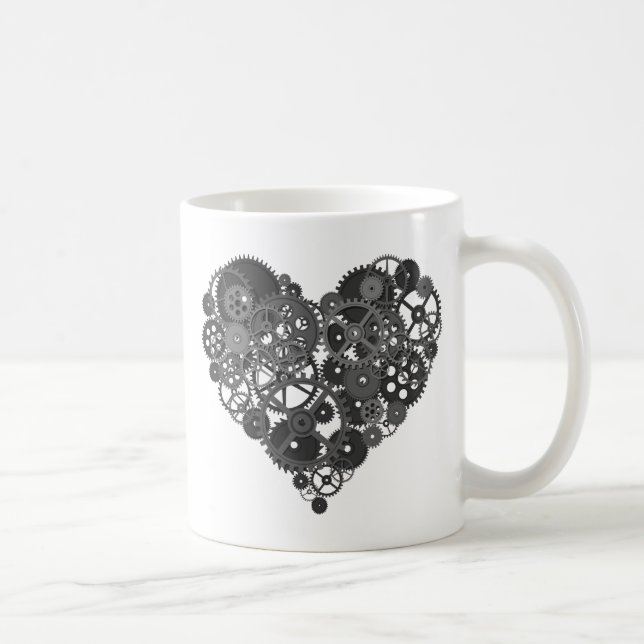 Gray Gears Heart Coffee Mug (Right)