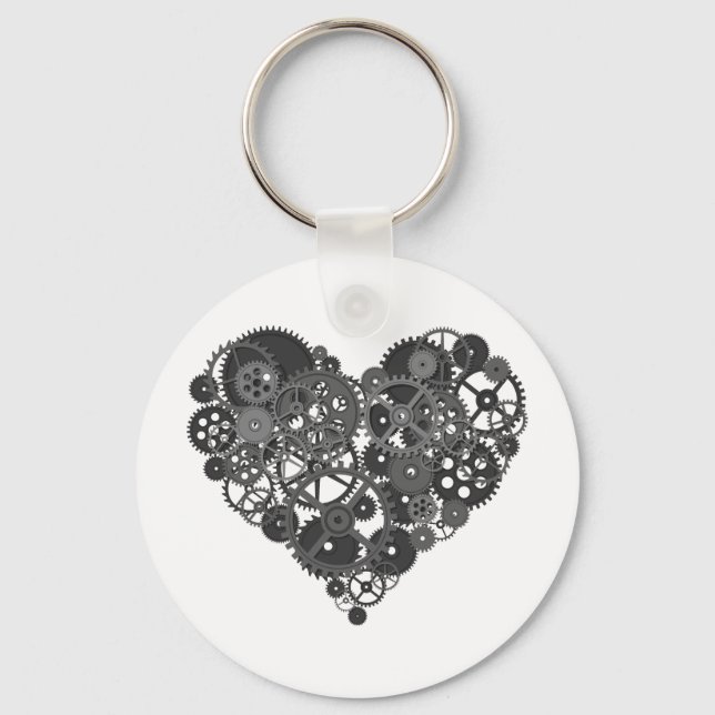 Gray Gears Heart Keychain (Front)