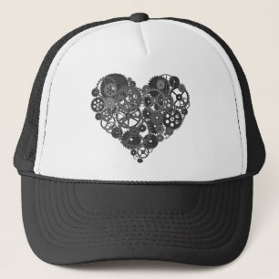 Gray Gears Heart Trucker Hat