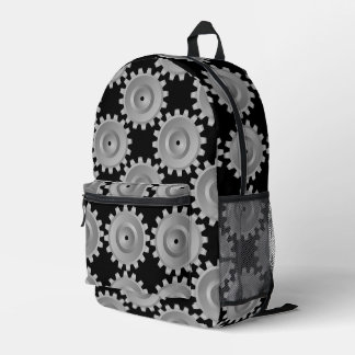 Gray Gears Printed Backpack
