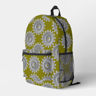 Gray Gears Printed Backpack