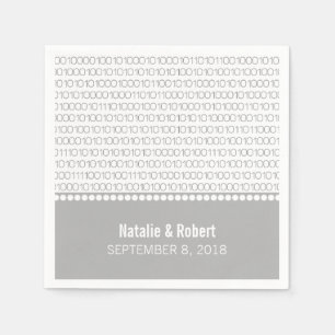 Gray Geek Chic Binary Code Paper Napkins