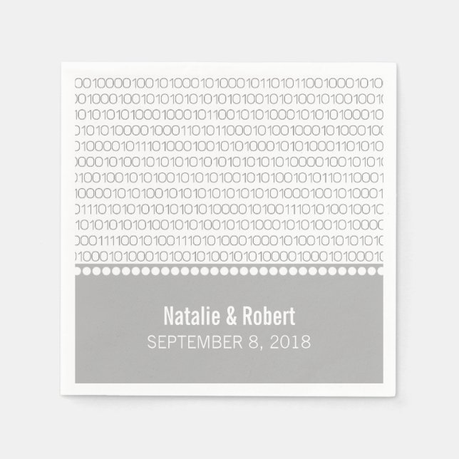 Gray Geek Chic Binary Code Paper Napkins (Front)
