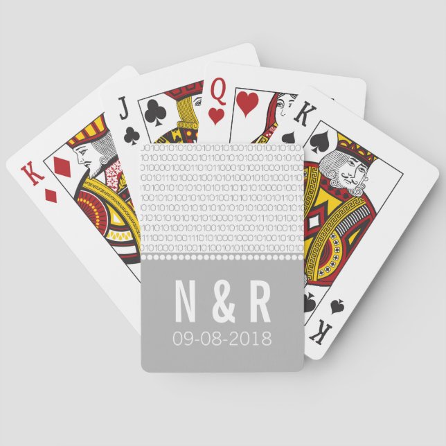 Gray Geek Chic Binary Code Playing Cards (Back)
