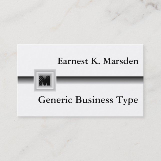 Gray Generic Monogram Name Card (Front)