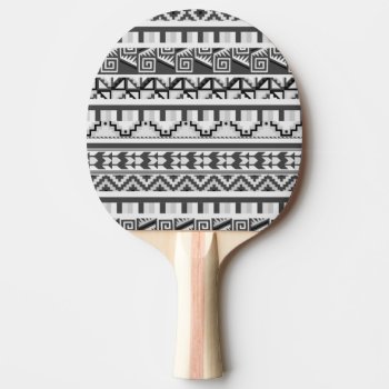 Gray Geometric Abstract Aztec Tribal Print Pattern Ping-pong Paddle by SharonaCreations at Zazzle