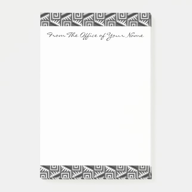 Gray Geometric Abstract Aztec Tribal Print Pattern Post-it Notes (Front)