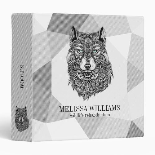 Gray Geometric Design  Black Wolfs Head Binder