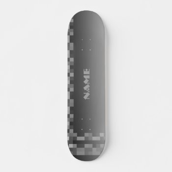 Gray Geometric Design  Modern Graphic With Name Skateboard by Graphics_By_Metarla at Zazzle