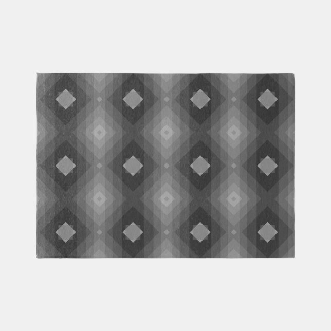 Gray Geometric Diamond Midcentury Boho Retro Area  Rug (Front)