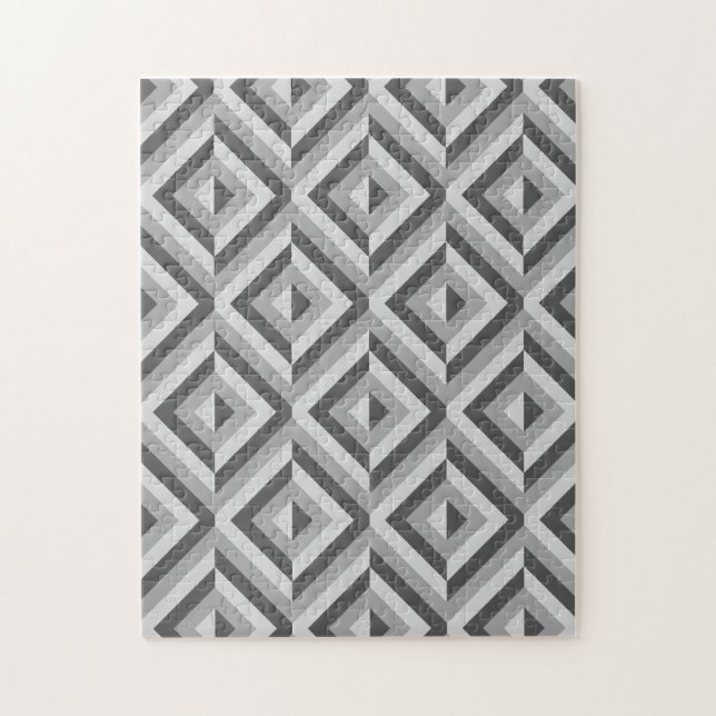 Gray Geometric Diamond Pattern Frustrating Jigsaw Puzzle (Vertical)