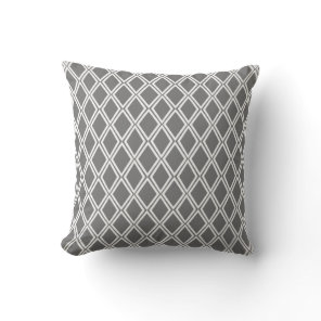 Gray Geometric Diamond Pattern Throw Pillow