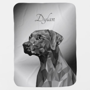 Gray Geometric Dog Baby Name Blanket