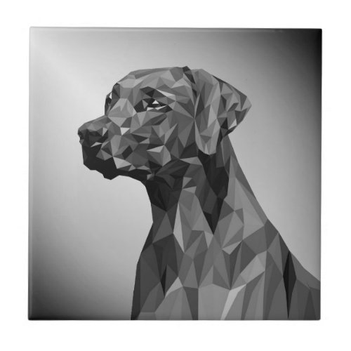 Gray Geometric Dog  Ceramic Tile