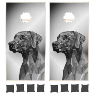 Gray Geometric Dog Cornhole Set