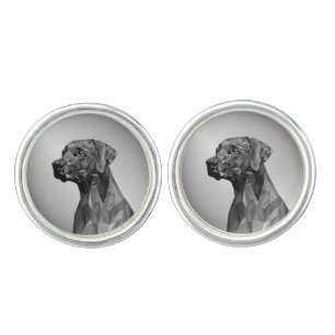 Gray Geometric Dog  Cufflinks