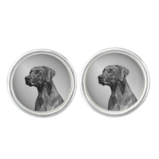 Gray Geometric Dog  Cufflinks (Front)