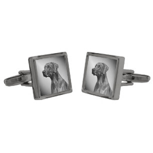 Gray Geometric Dog Cufflinks