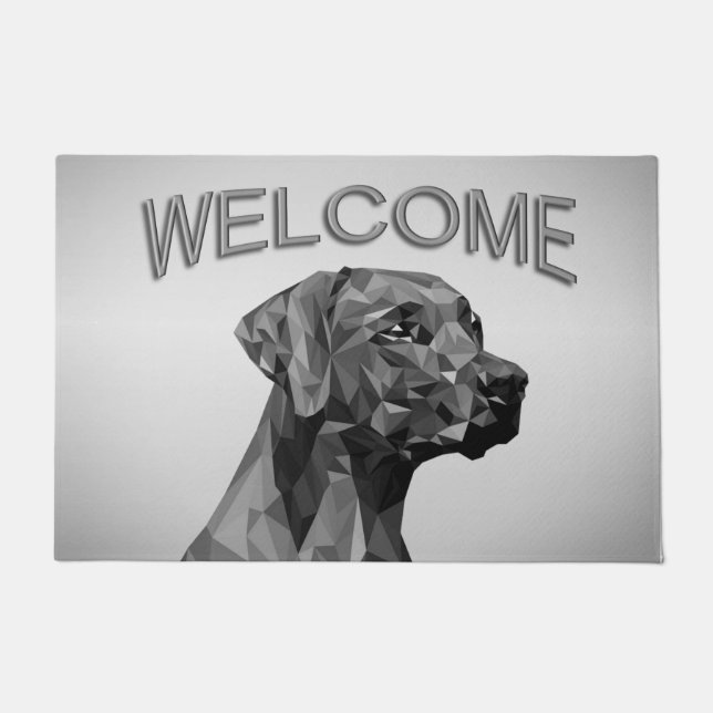 Gray Geometric Dog  Doormat (Front)