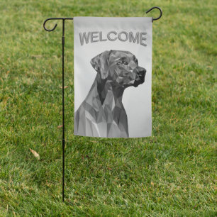 Gray Geometric Dog Garden Flag