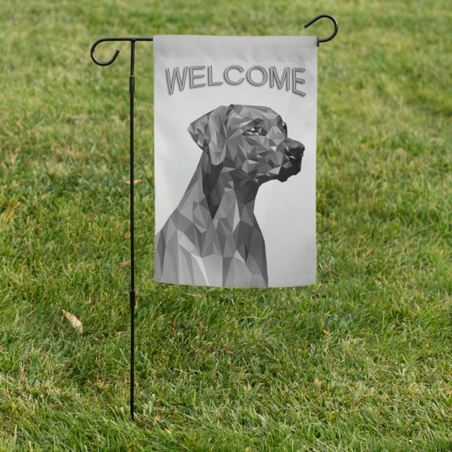 Gray Geometric Dog  Garden Flag (In SItu)