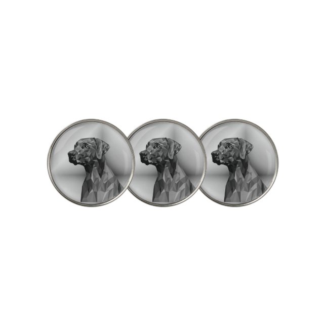 Gray Geometric Dog  Golf Ball Marker (3 Up)