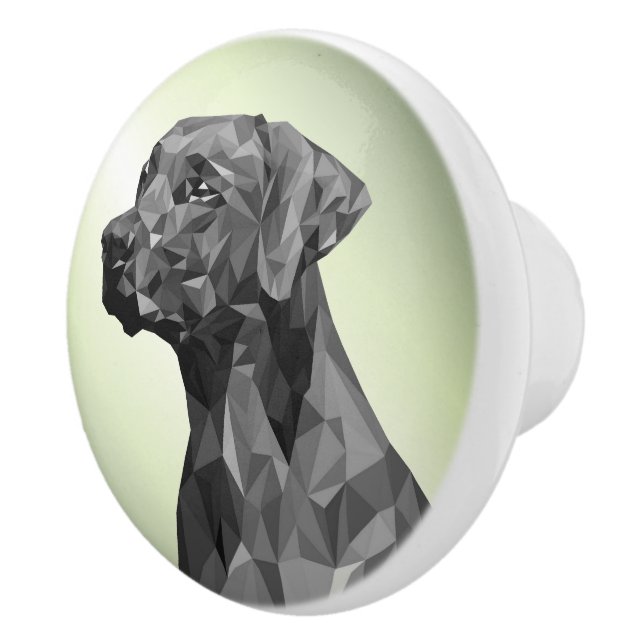 Gray Geometric Dog  green Ceramic Knob (Right)