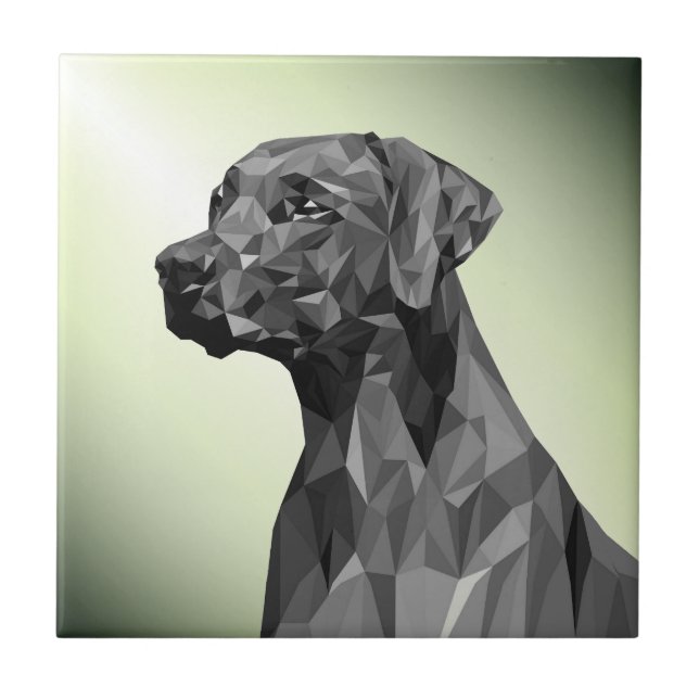 Gray Geometric Dog Green Ceramic Tile (Front)