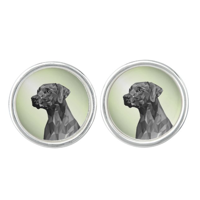 Gray Geometric Dog Green Cufflinks (Front)