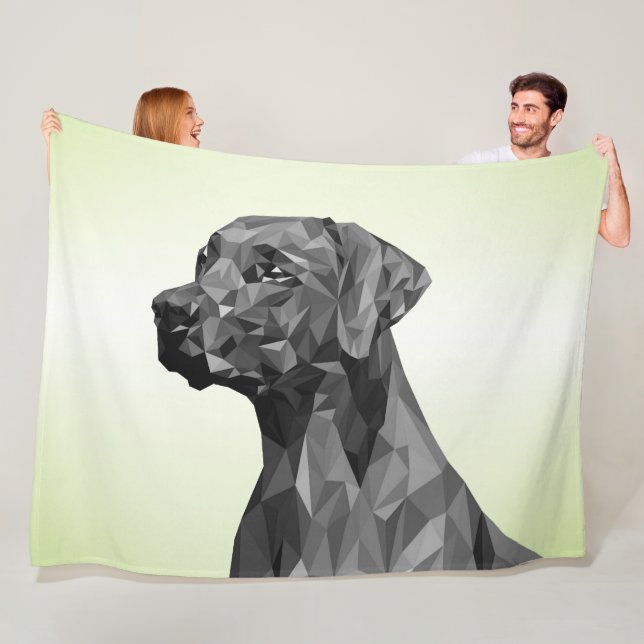 Gray Geometric Dog Green Fleece Blanket (In Situ)