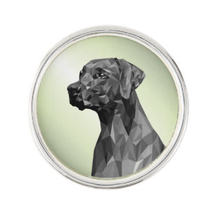 Gray Geometric Dog Green Lapel Pin