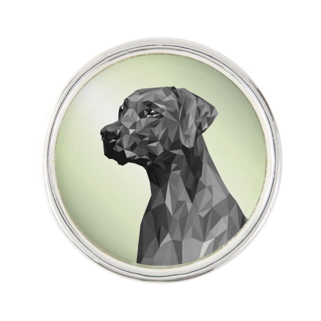 Gray Geometric Dog Green Lapel Pin (Front)