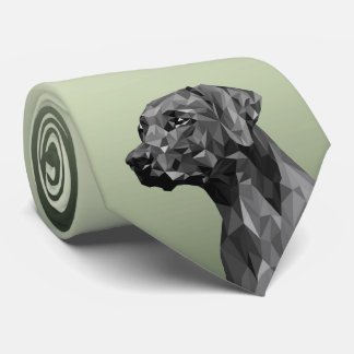 Gray Geometric Dog Green Neck Tie