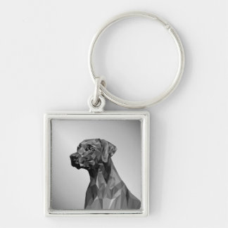 Gray Geometric Dog Keychain